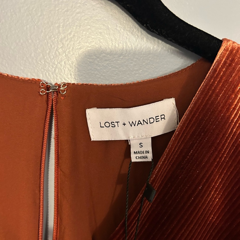 Rust Velvet Long Sleeve Jump Suit - Picture 5 of 9